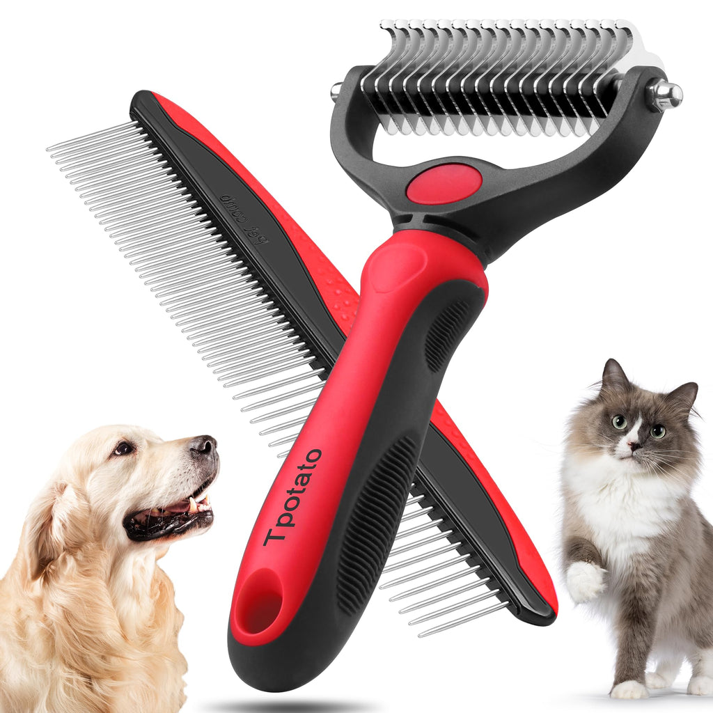 Knot-Buster double-sided dematting rake & comb for doodles — full product