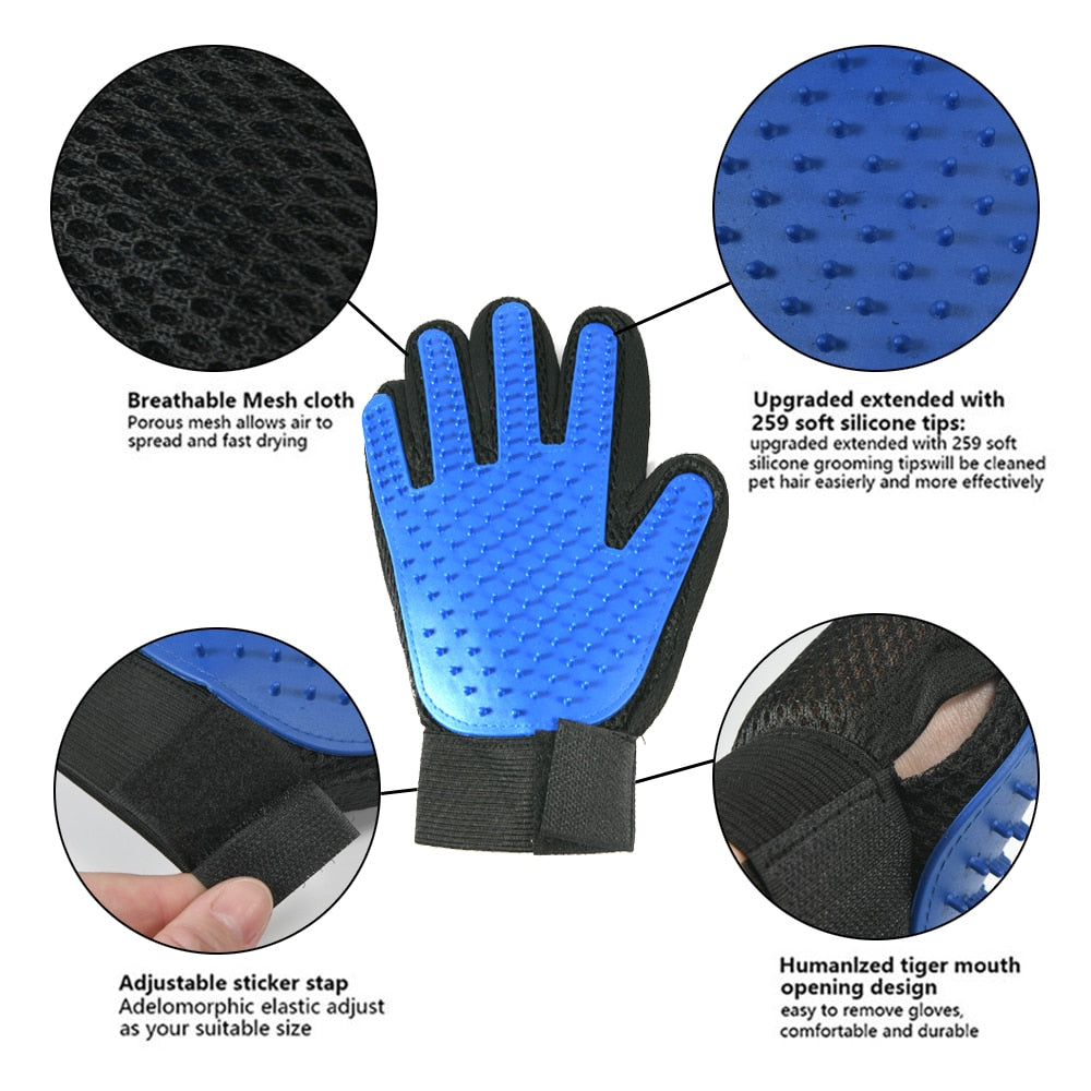 Gentle silicone nubs groom without scratching the skin