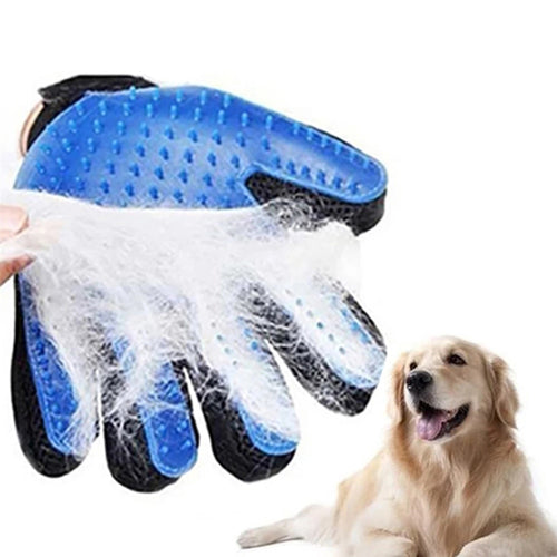 Doodle De-Shed Grooming Glove blue silicone five-finger glove