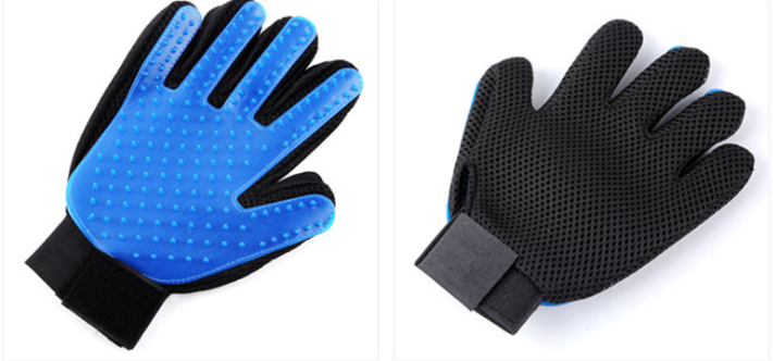 Silicone grooming glove close-up — gentle massage nubs