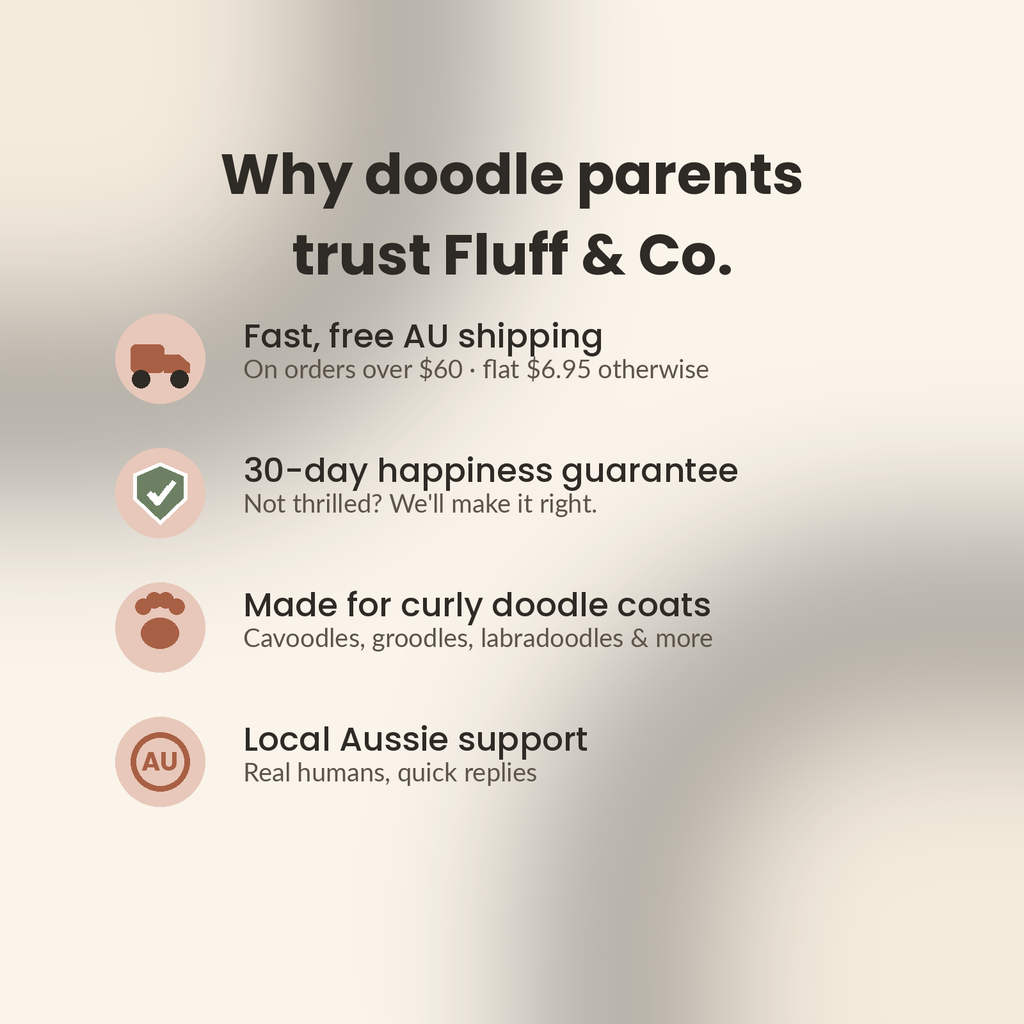 Why doodle parents trust Fluff & Co. — gentle dematting rake made for curly coats